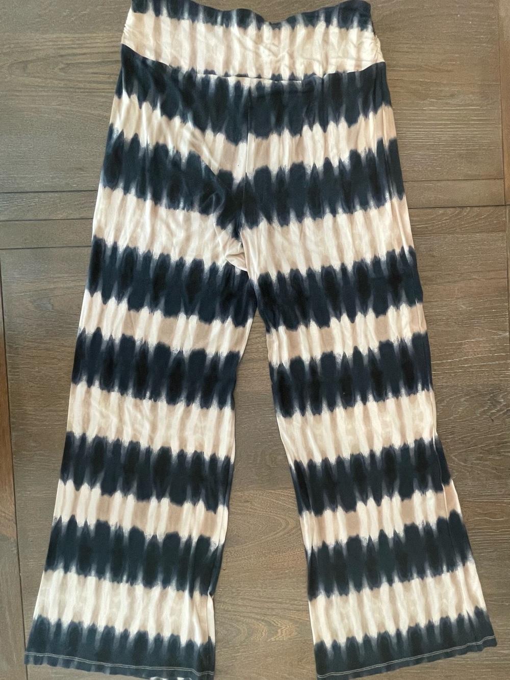 Cynthia Rowley Navy and Cream Tie-Dye Wide Leg Pants
